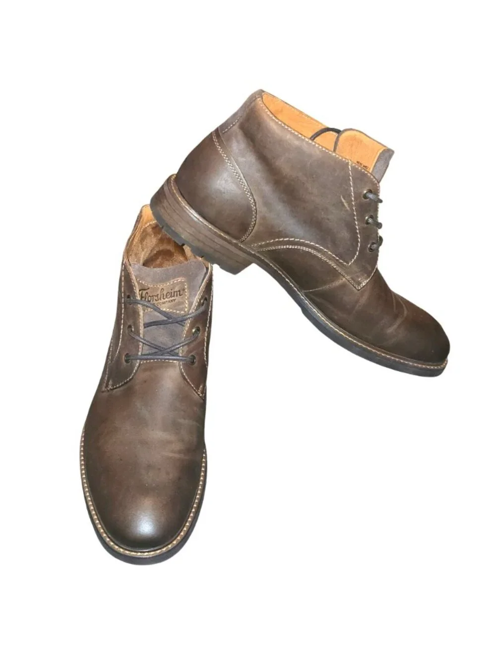 Florsheim Mens Lace-Up Leather Brown Chukka Boots Ortholite Size 10.5M CM2373